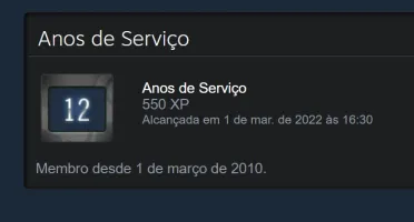 CONTA STEAM 12 ANOS