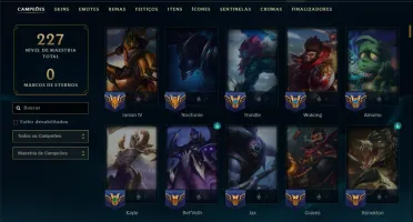 Platina 4 com TODOS os Champs e 101 Skins +6 Prestigios