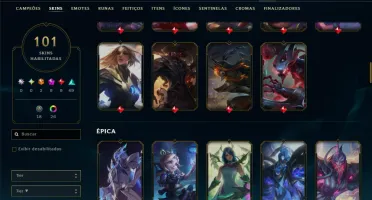Platina 4 com TODOS os Champs e 101 Skins +6 Prestigios