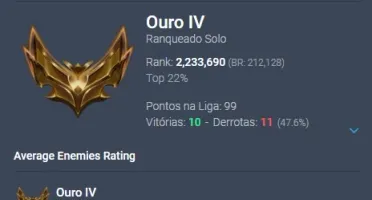 CONTA LOL GOLD 4 MMR BOM COM 21 SKINS