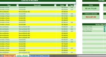 Planilha de Controle Contas a Pagar e Receber
