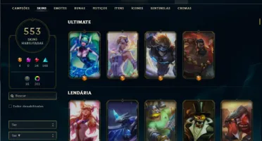 Unranked com TODOS os champs e 553 Skins + 350 Cromas