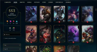 Unranked com TODOS os champs e 553 Skins + 350 Cromas