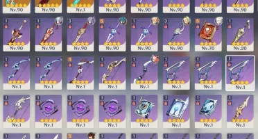 AR58 Diluc+Tumulo Venti+Elegia Ayaka Raiden Shenhe 33k gema