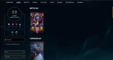 Conta prata 1 com 116 champs, 51 skins e 500 RP