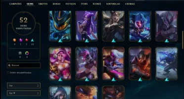 Conta prata 1 com 116 champs, 51 skins e 500 RP