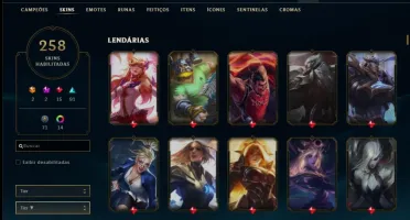 Conta com 258 skins e 120 champs.