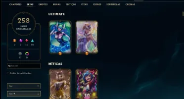Conta com 258 skins e 120 champs.
