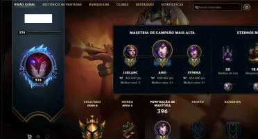 Conta com 258 skins e 120 champs.