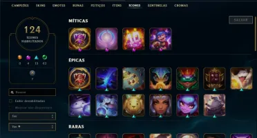 Conta LoL: 90 skins e 126 Campeões.