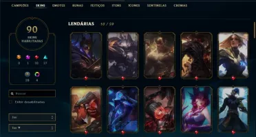 Conta LoL: 90 skins e 126 Campeões.