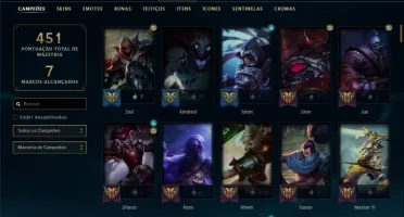 Conta LoL: 90 skins e 126 Campeões.