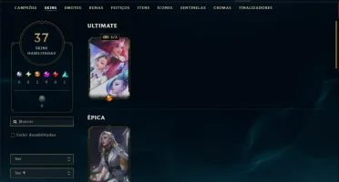 Unranked com 22 Champs e 37 Skins