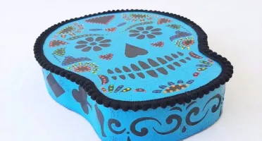 Quadro Box Caveira Mexicana Azul