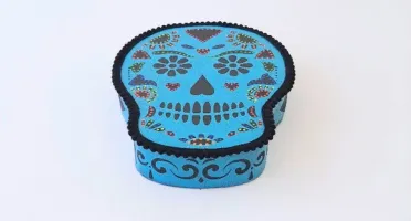 Quadro Box Caveira Mexicana Azul