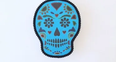 Quadro Box Caveira Mexicana Azul