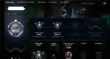 Conta prata 1 com 84 skins e 129 champs
