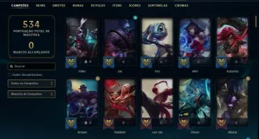 Conta prata 1 com 84 skins e 129 champs