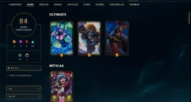 Conta prata 1 com 84 skins e 129 champs