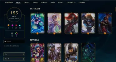 Conta prata 3 com 153 skins e QUASE todos os champs