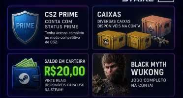 🔥 CONTA STEAM PREMIUM | CS2 PRIME + BLACK MYTH: WUKONG + R$