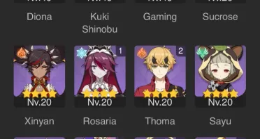 conta de genshin com 8 personagens 5 estrelas