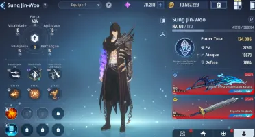 V>Conta Solo Leveling: Arise+Level 60 + 716Tiros+70KCristais