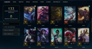 Conta Ouro 3 LoL, Level 56, 24 Skins, 37 Campeões, Espólios