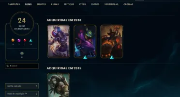 Conta Ouro 3 LoL, Level 56, 24 Skins, 37 Campeões, Espólios