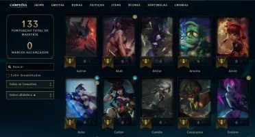 Conta Ouro 3 LoL, Level 56, 24 Skins, 37 Campeões, Espólios
