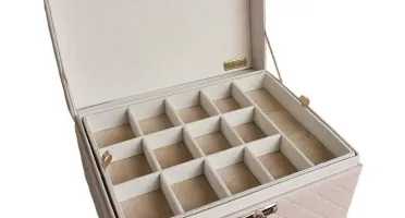 Maleta Média Bege para Joias - 22 x 16 x 11 cm