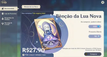 Conta genshin com 7 personagens 5*, e 3 armas 5*