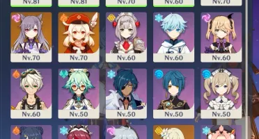 Conta genshin com 7 personagens 5*, e 3 armas 5*