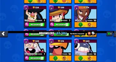 Conta Brawl Star 42 Brawlers 23k troféus + 276 gemas