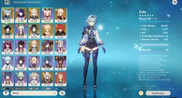 Conta Genshin Eula+Pinhos/Itto/Albedo/Kazuha