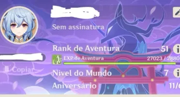 Conta Genshin AR 51 com Ganyu C5