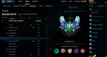 Conta LoL Diamante Solo&Flex+133Campeões +98Skins +144Ícones