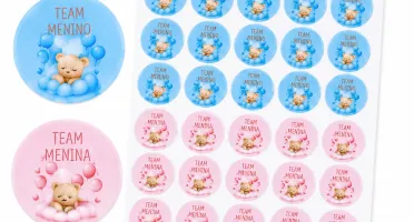 Kit 48 Etiquetas Chá Revelação 4,5 cm