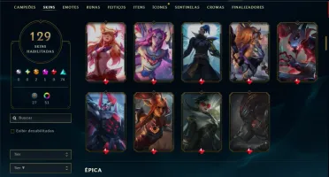 Platina 2 com TODOS os Champs e 129 Skins ( MAIN ADC )