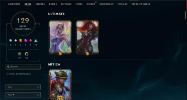 Platina 2 com TODOS os Champs e 129 Skins ( MAIN ADC )