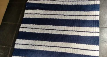 passadeira algodão azul e cru 80 x 2,00
