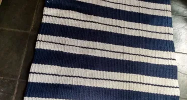 passadeira algodão azul e cru 80 x 2,00