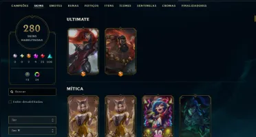 Unranked com TODOS os Champs e 280 Skins +2 Prestigios