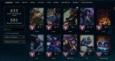 Unranked com TODOS os Champs e 280 Skins +2 Prestigios
