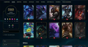 Unranked com TODOS os Champs e 280 Skins +2 Prestigios