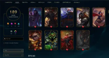 Conta lol todos champs , 189 skins + 107 skins nos espólios