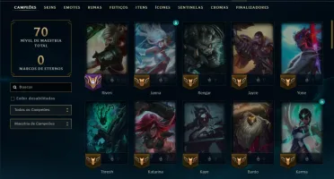 Mestre com 70 Champs e 8 Skins ( 390 PDL )