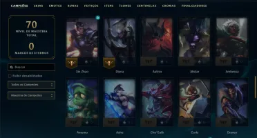 Mestre com 70 Champs e 8 Skins ( 390 PDL )