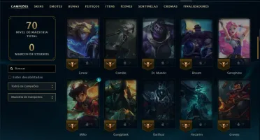 Mestre com 70 Champs e 8 Skins ( 390 PDL )
