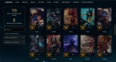 Mestre com 70 Champs e 8 Skins ( 390 PDL )